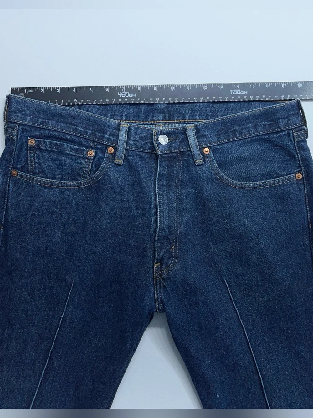 Levis 505 Jeans Mens 36x30 Blue Regular Straight Dark Wash Denim Custom Bead